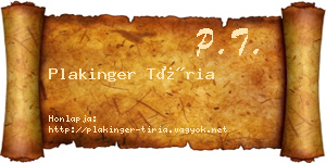Plakinger Tíria névjegykártya
